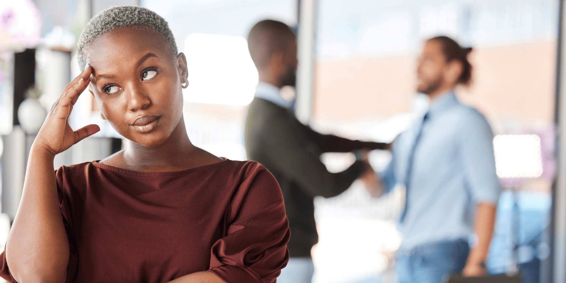 Woman in tech facing challenges in a male-dominated workplace, highlighting issues around boundaries and inappropriate comments.