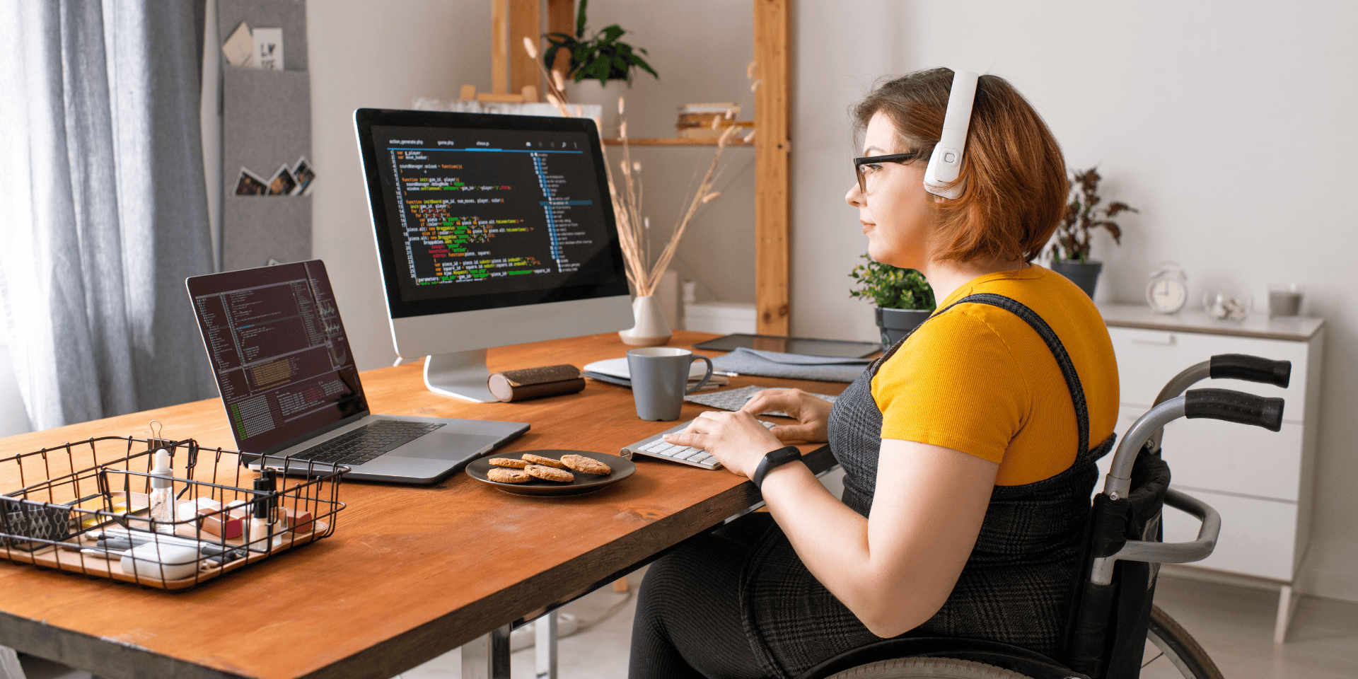 Freelance woman in tech working remotely on data projects