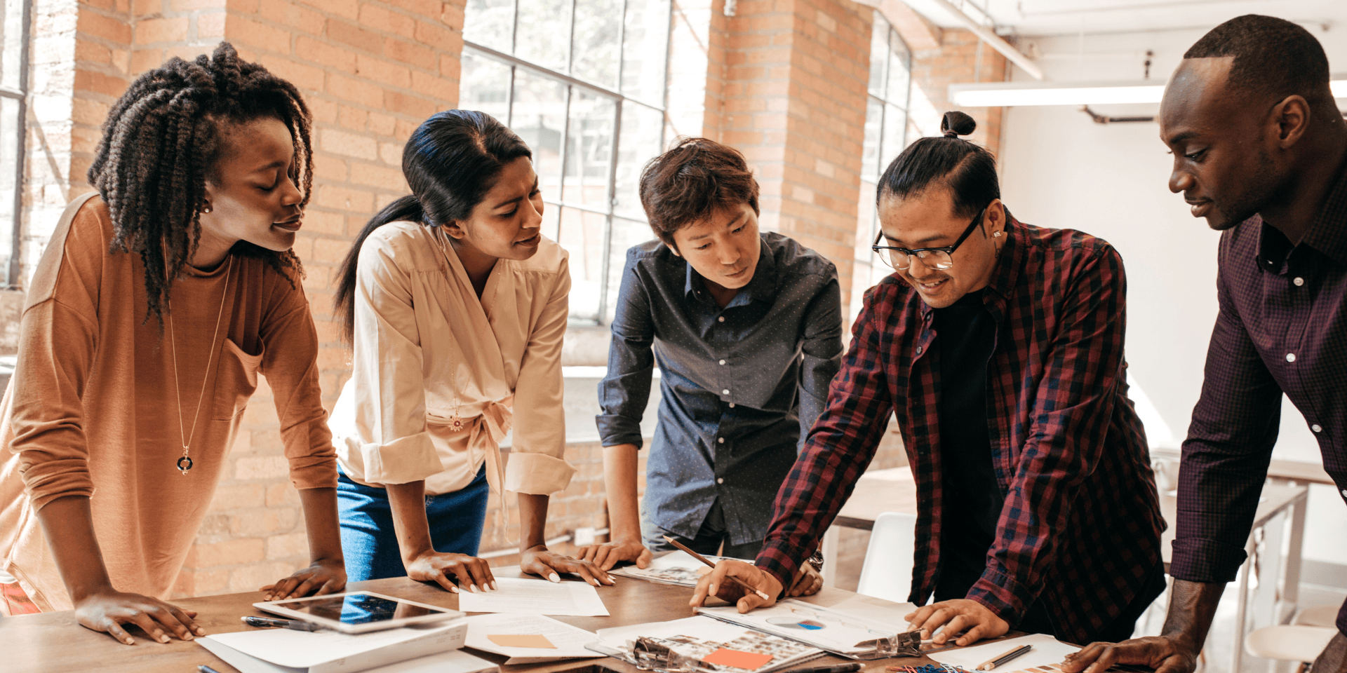 Diverse team working on a tech startup
